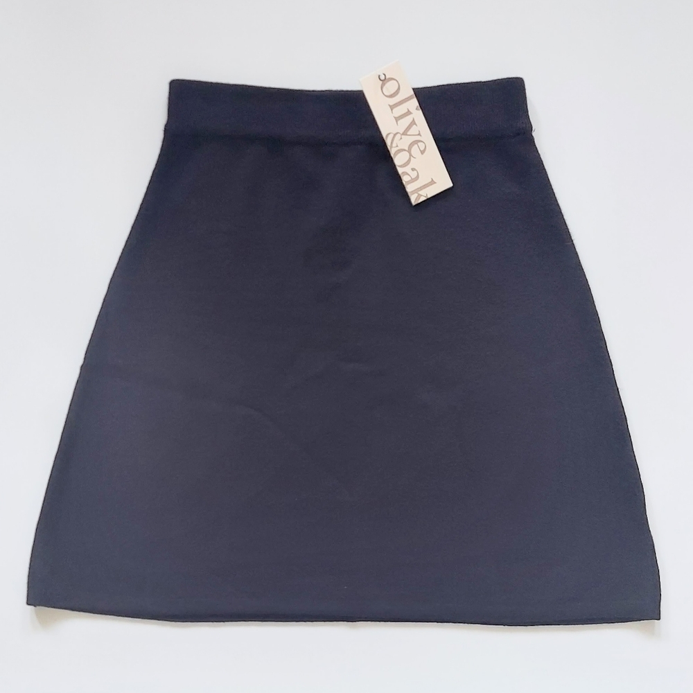 Olive & Oak A Line Knit Short Skirt Black Womens Size Small NWT
